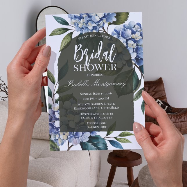 Elegant Soft Blue Hydrangea Bridal Shower Invitation (Elegant Soft Blue Hydrangea Bridal Shower Invitations
)