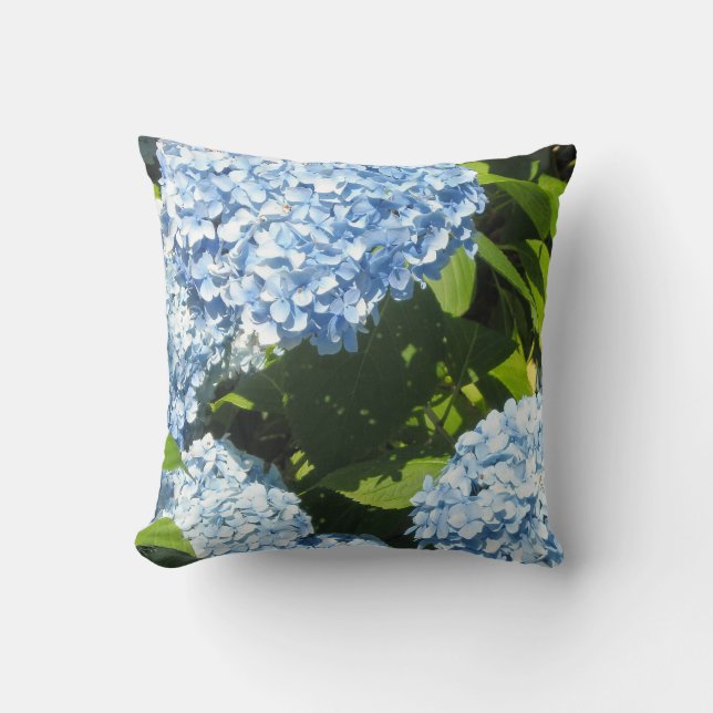 Elegant Soft Blue Hydrangeas Cushion (Front)