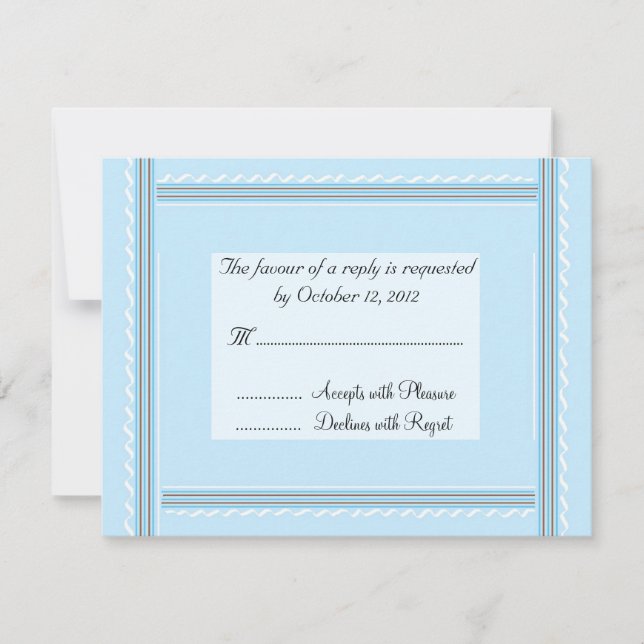 Elegant Soft Blue Wedding Reply RSVP Card (Front)
