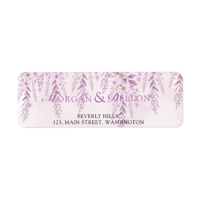 Elegant Soft Blush Lavender Floral Wedding Address (Front)