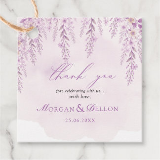 Elegant Soft Blush Lavender Floral Wedding Favour Tags