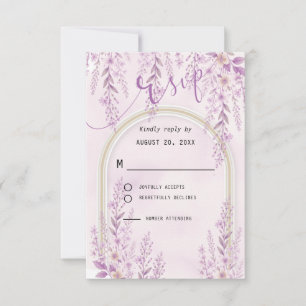 Elegant Soft Blush Lavender Floral Wedding RSVP Card
