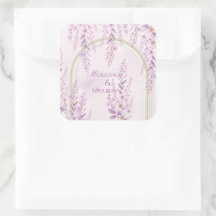 Elegant Soft Blush Lavender Wedding Square Sticker