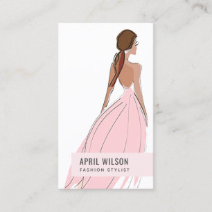 ELEGANT SOFT BLUSH PINK EVENING GOWN BRIDAL DRESS BUSINESS CARD