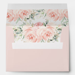 Elegant Soft Blush Pink Floral 5x7 Card Wedding A7 Envelope