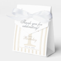 Elegant Soft Champagne Stripe 1st Birthday