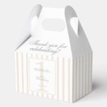 Elegant Soft Champagne Stripe 1st Birthday Gable