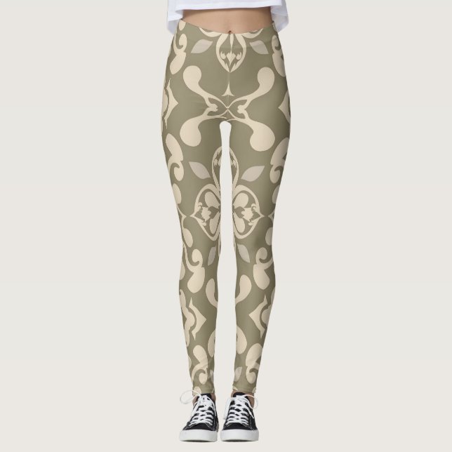Elegant Soft Colour Leggings with Seamless Pattern (Front)