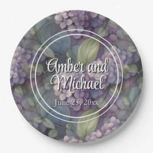 elegant soft dusty purple boho watercolor floral paper plate