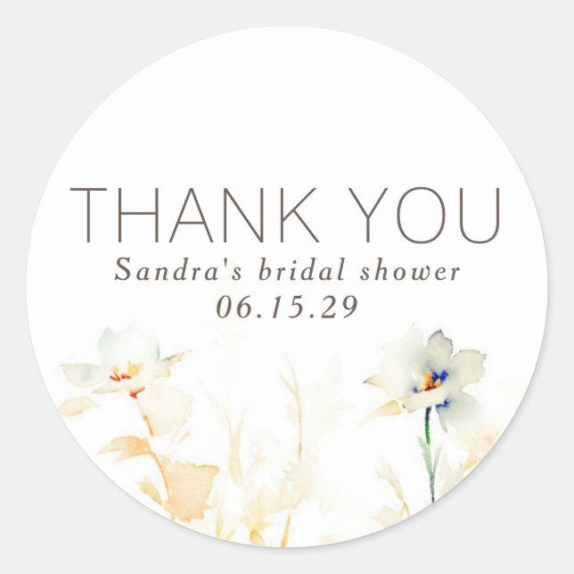 Elegant Soft Earthy Fall Shades Flowers Thank You Classic Round Sticker (Front)