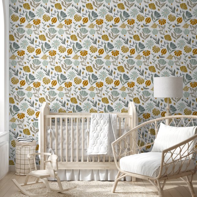 Elegant Soft Floral Clam Shell Pattern Home Wallpaper (Kids)