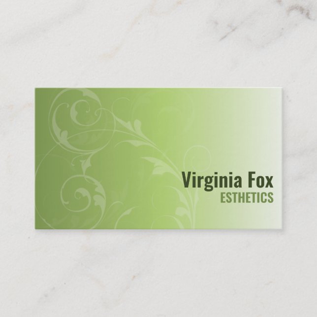 Elegant Soft Green Salon or Spa Business Card (Front)