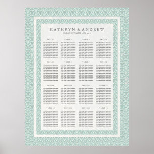 Elegant Soft Green Seigaiha Wedding Seating Chart