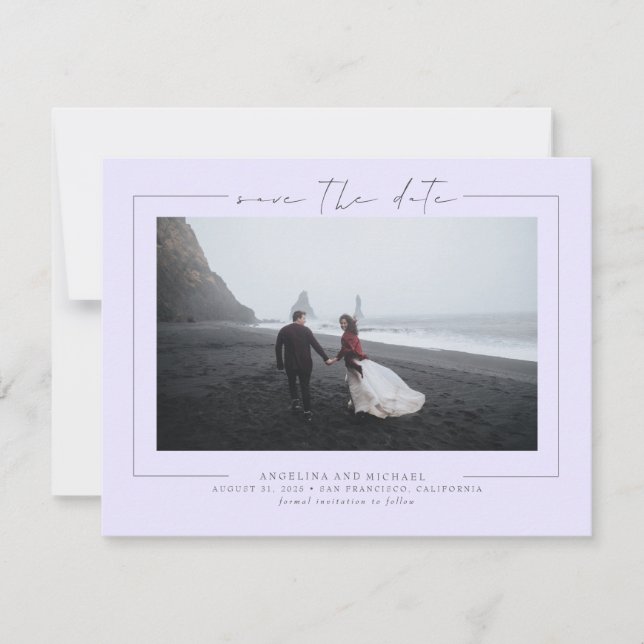 Elegant Soft Lavender Purple Save the Date Photo (Front)