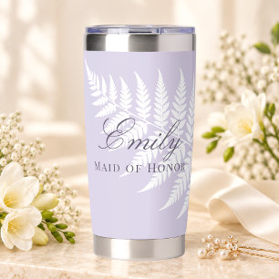 Elegant Soft Lavender White Fern Maid of Honour Insulated Tumbler