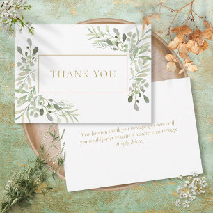 Elegant Soft Leaves Greenery Baptism Thank You