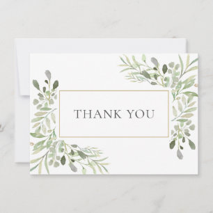 Elegant Soft Leaves Greenery Photo Thank You Card