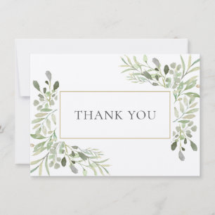 Elegant Soft Leaves Greenery Rustic Thank You Card
