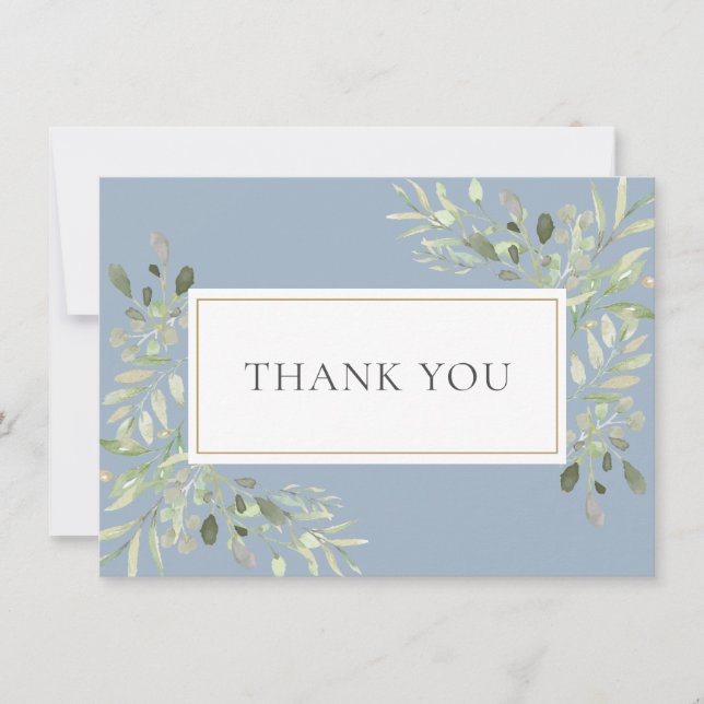 Elegant Soft Leaves Greenery Thank You (Front)