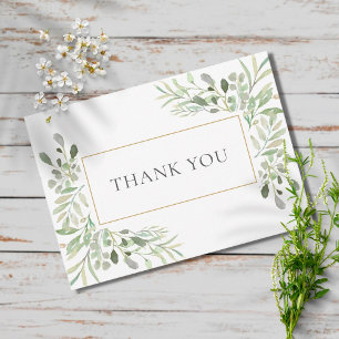Elegant Soft Leaves Greenery Thank You Card