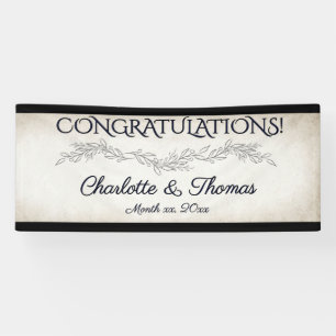 Elegant Soft Leaves Script Wedding Banner