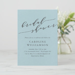 Elegant Soft Light Blue Script Bridal Shower Invitation