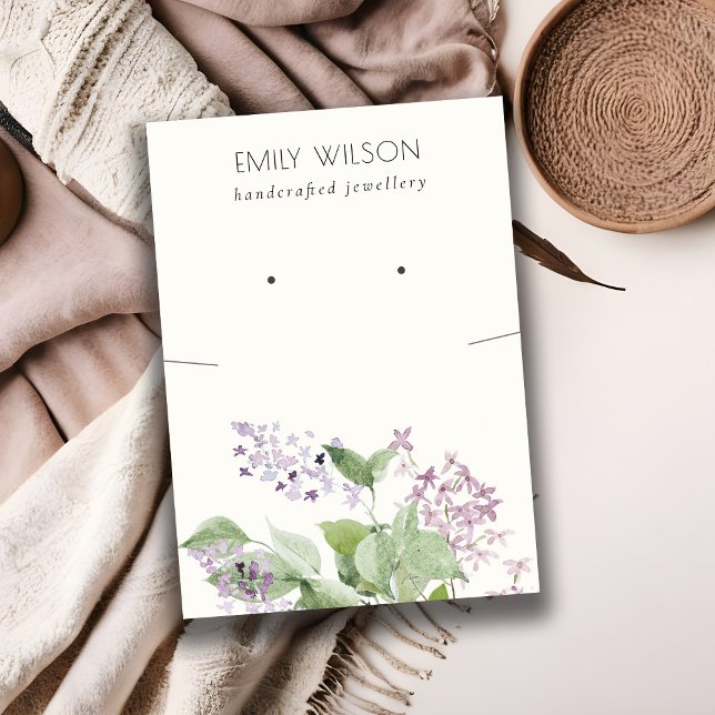 Elegant Soft Lilac Floral Necklace Earring Display Business Card (Creator Uploaded)