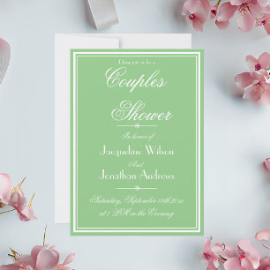 Elegant Soft Mint + White Custom Couples Shower  Invitation
