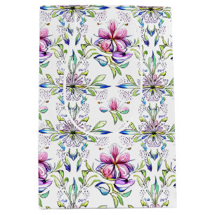 Elegant Soft Orchid Floral Pattern - Stylish  Medium Gift Bag