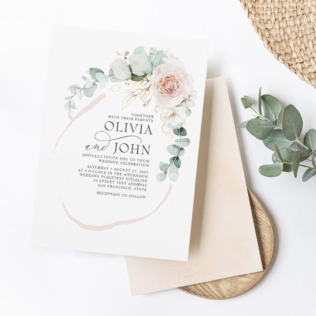 Elegant Soft Pastel Flowers Boho Botanical Wedding Invitation (Creator Uploaded)