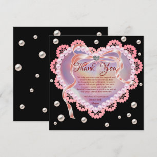 Elegant Soft Pastel Pink Heart Wedding Anniversary Thank You Card