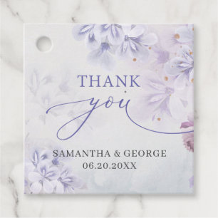 Elegant soft pastel purple spring flowers wedding favour tags