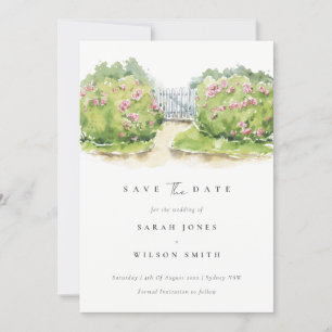 Elegant Soft Pastel Watercolor Cottage Garden Save The Date
