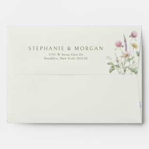 Elegant Soft Pastel Wildflower Botanical Wedding Envelope