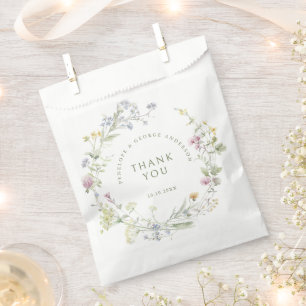 Elegant Soft Pastel Wildflower Botanical Wedding Favour Bags