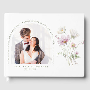 Elegant Soft Pastel Wildflower Botanical Wedding Guest Book