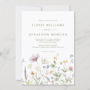 Elegant Soft Pastel Wildflower Botanical Wedding   Invitation