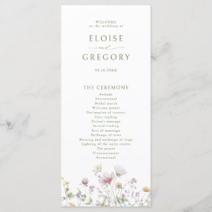 Elegant Soft Pastel Wildflower Botanical Wedding Programme