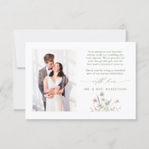 Elegant Soft Pastel Wildflower Botanical Wedding Thank You Card