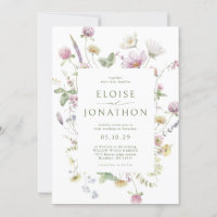 Elegant Soft Pastel Wildflower QR code Wedding