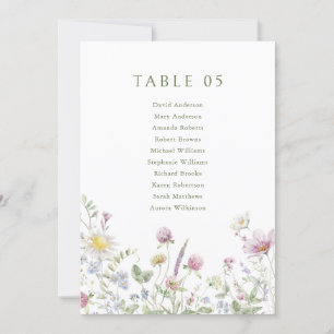 Elegant Soft Pastel Wildflower Seating Chart Card