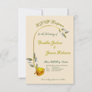 Elegant soft peace rose green & gold oval Wedding RSVP Card