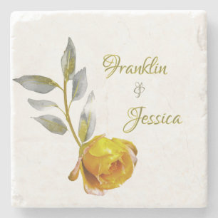 Elegant soft peace rose green & gold oval Wedding Stone Coaster