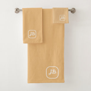 Elegant Soft Peach Monogramed Personalized Bath Towel Set