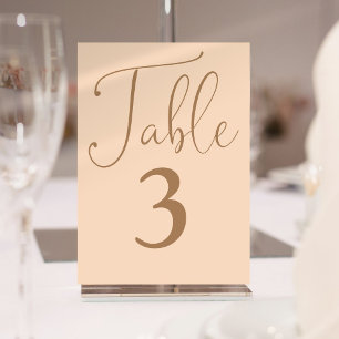 Elegant Soft Peach Simple Large Table Number