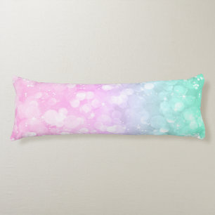 Elegant Soft Pin & Green Bokeh Glitter Body Cushion