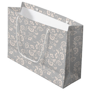 Elegant Soft Pink Botanical Floral Pattern Large Gift Bag