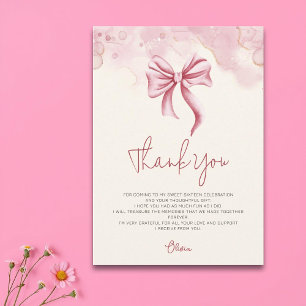 Elegant Soft Pink Bow Sweet 16 Thank You Card
