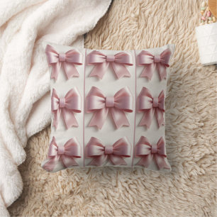 Elegant Soft Pink Bow Throw Pillow – Chic & Cosy