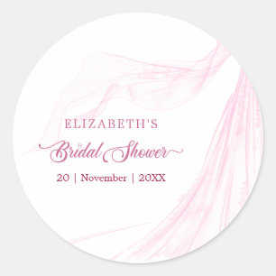Elegant Soft Pink Bridal Dress Bridal Shower Classic Round Sticker